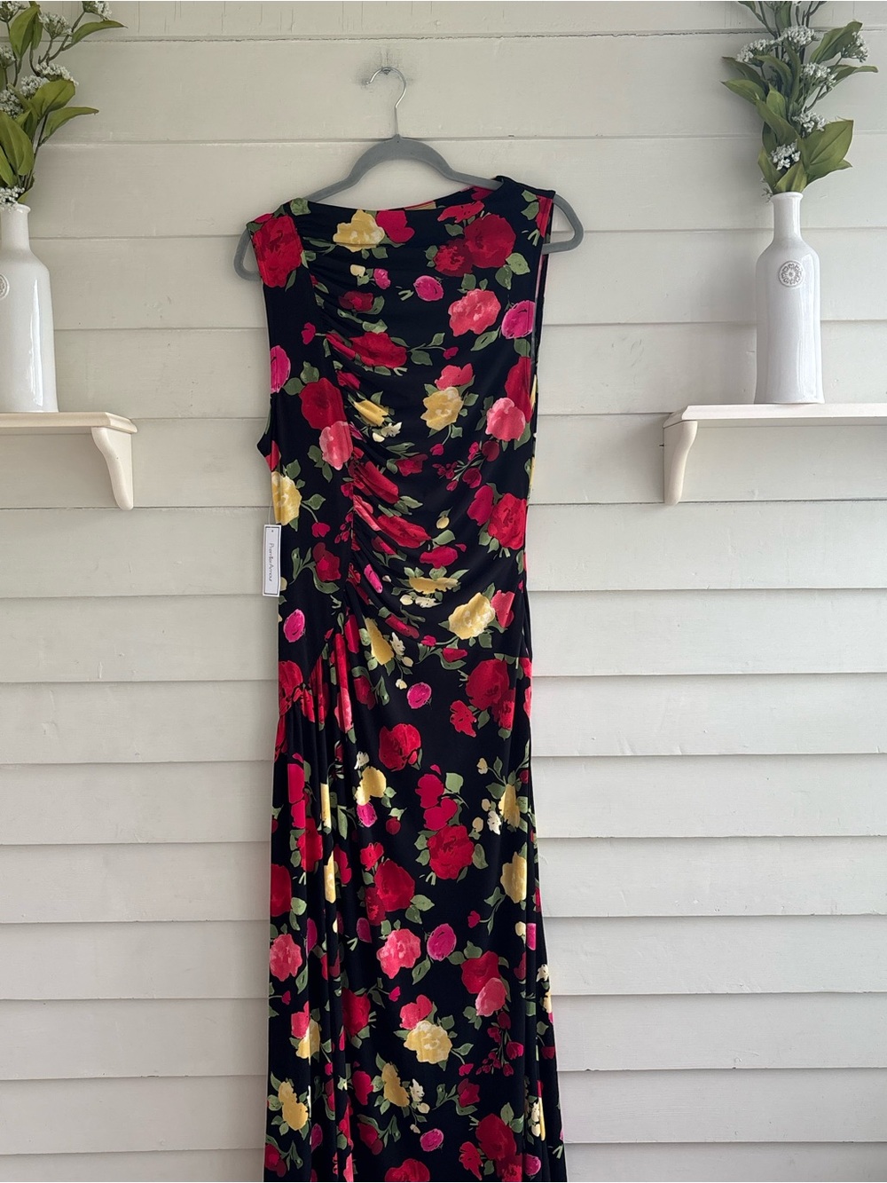 Black Multicolor Floral Sleeveless Maxi Dress Size 14 NWT